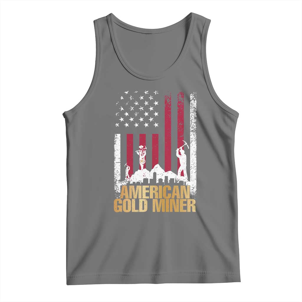Gold Miner Patriotic American Flag Tank Top TS14 Black Heather Print Your Wear