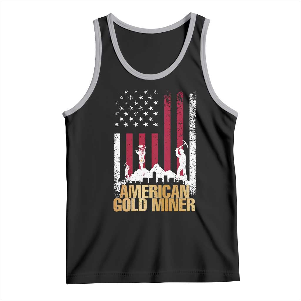 Gold Miner Patriotic American Flag Tank Top TS14 Black Athletic Heather Print Your Wear