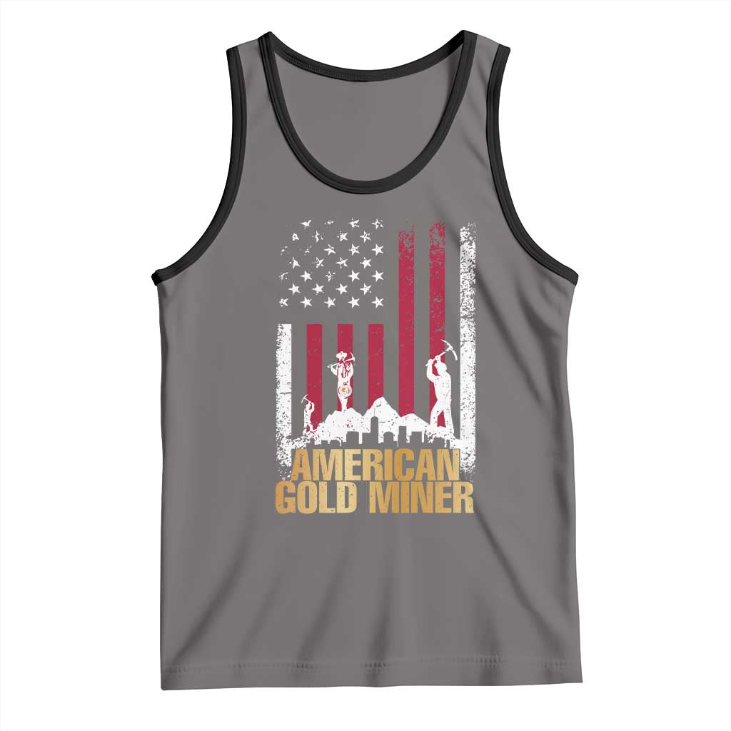 Gold Miner Patriotic American Flag Tank Top TS14 Deep Heather Black Print Your Wear