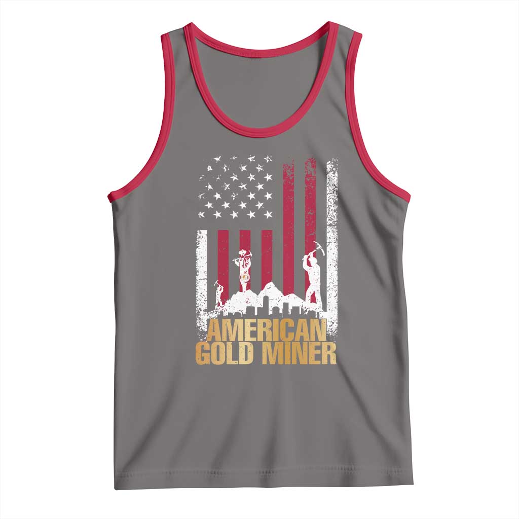 Gold Miner Patriotic American Flag Tank Top TS14 Deep Heather Red Print Your Wear
