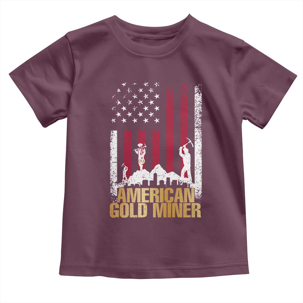 Gold Miner Patriotic American Flag Toddler T Shirt TS14 Maroon Print Your Wear