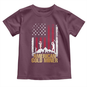 Gold Miner Patriotic American Flag Toddler T Shirt TS14 Maroon Print Your Wear