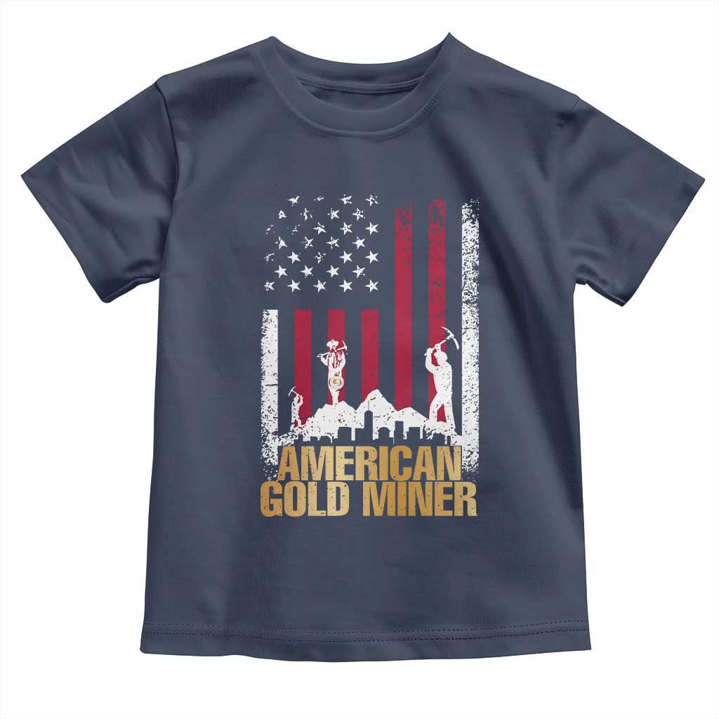 Gold Miner Patriotic American Flag Toddler T Shirt TS14 Navy Print Your Wear