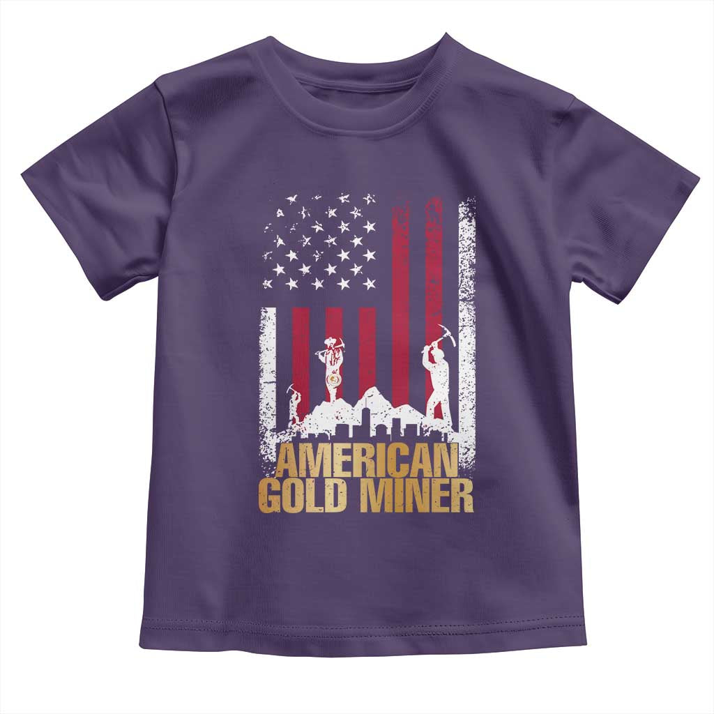 Gold Miner Patriotic American Flag Toddler T Shirt TS14 Purple Print Your Wear