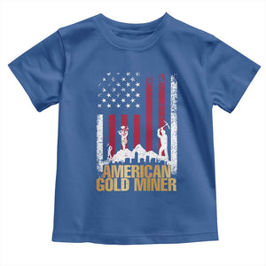 Gold Miner Patriotic American Flag Toddler T Shirt TS14 Royal Blue Print Your Wear
