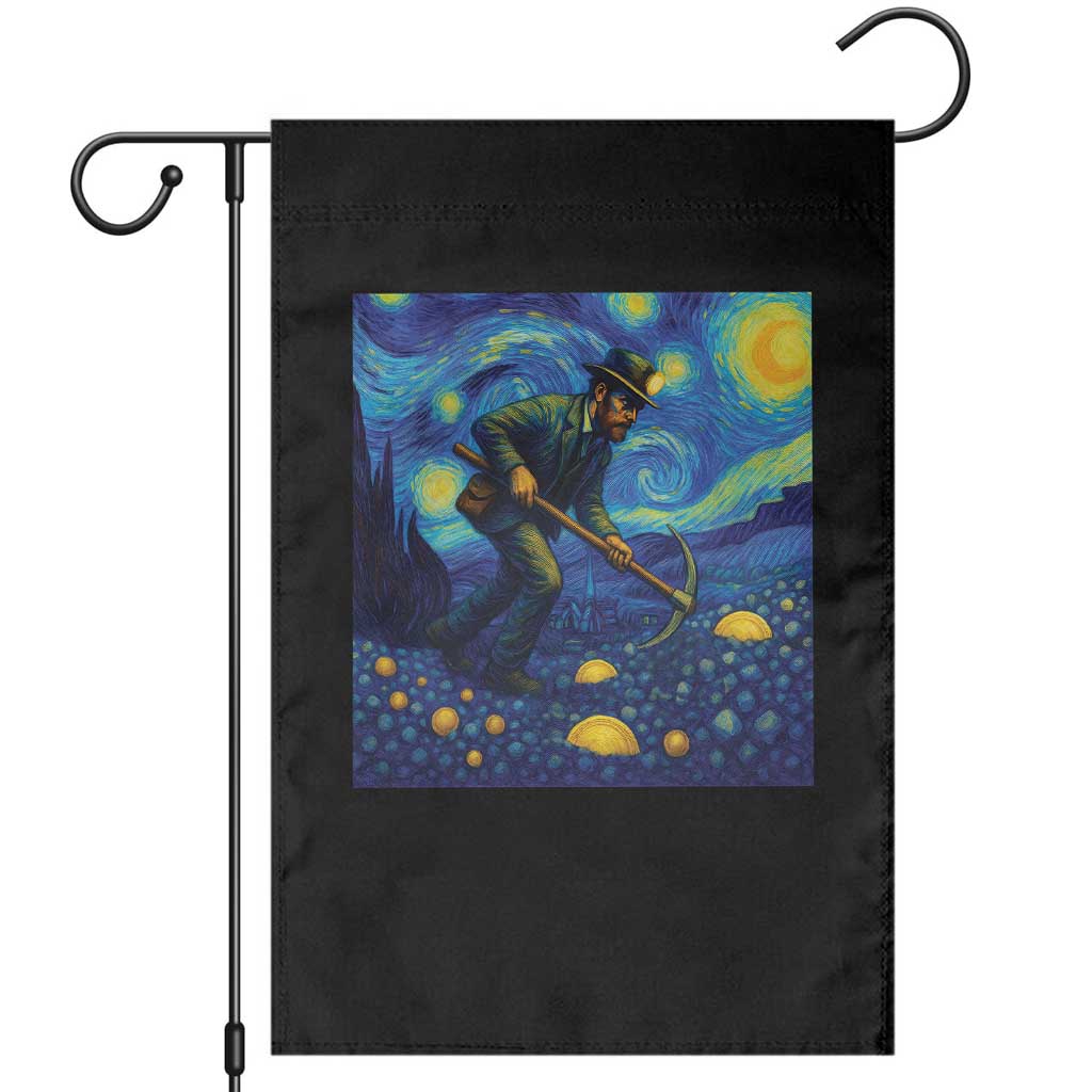 Gold Miner Starry Night Van Gogh Garden Flag TS14 Black Print Your Wear