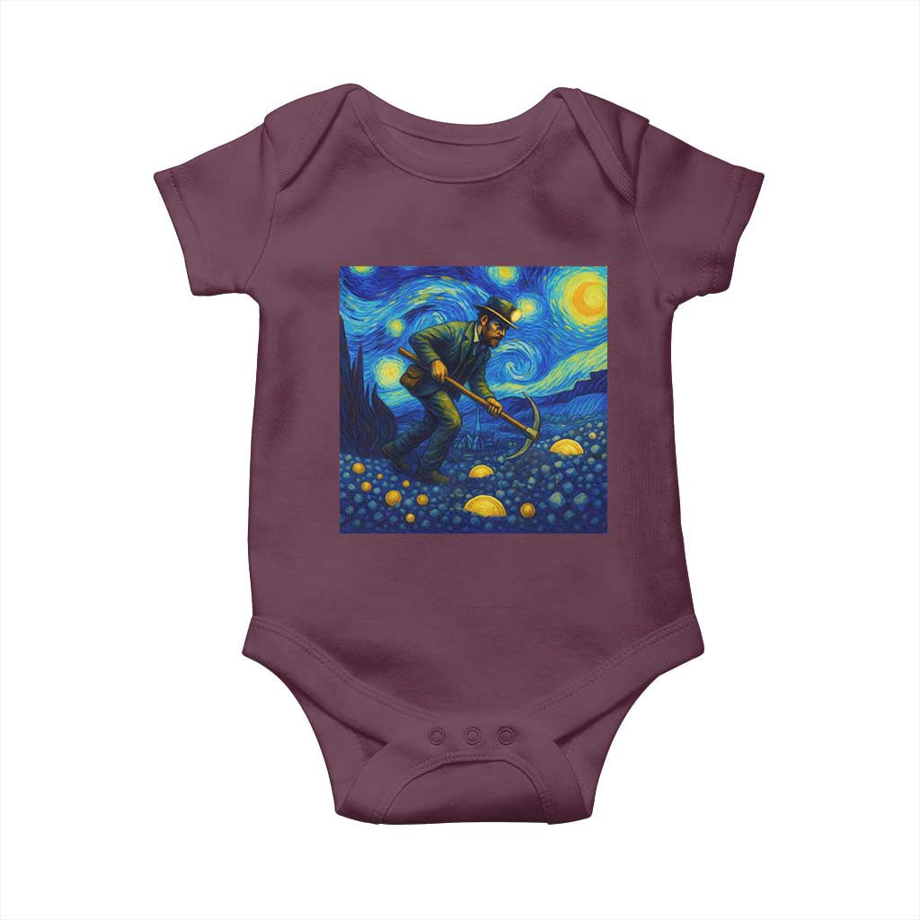 Gold Miner Starry Night Van Gogh Baby Onesie TS14 Maroon Print Your Wear