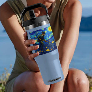 Gold Miner Starry Night Van Gogh Flip Straw Tumbler TS14 One Size: 30 oz Light Blue Print Your Wear
