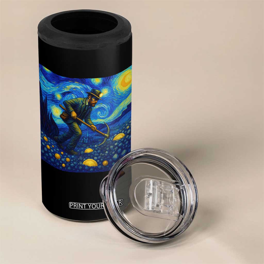 Gold Miner Starry Night Van Gogh 4 in 1 Can Cooler Tumbler TS14 Print Your Wear