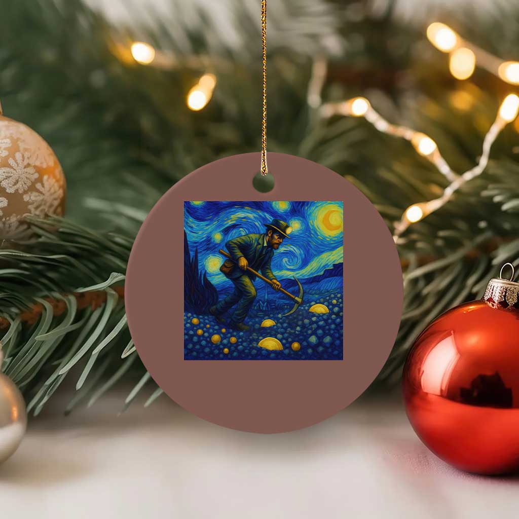 Gold Miner Starry Night Van Gogh Ceramic Ornament TS14 1pc Mocha Print Your Wear