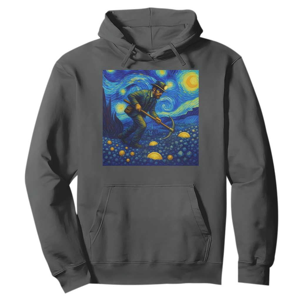 Gold Miner Starry Night Van Gogh Hoodie TS14 Dark Heather Print Your Wear