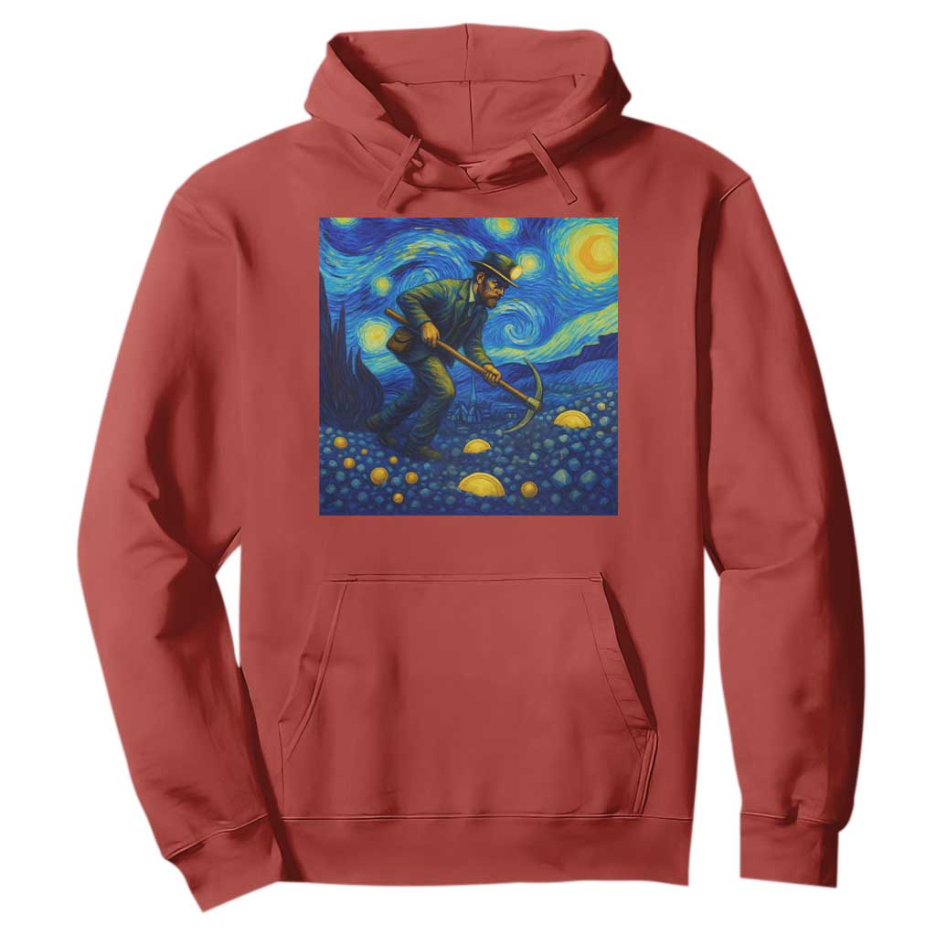 Gold Miner Starry Night Van Gogh Hoodie TS14 Red Print Your Wear