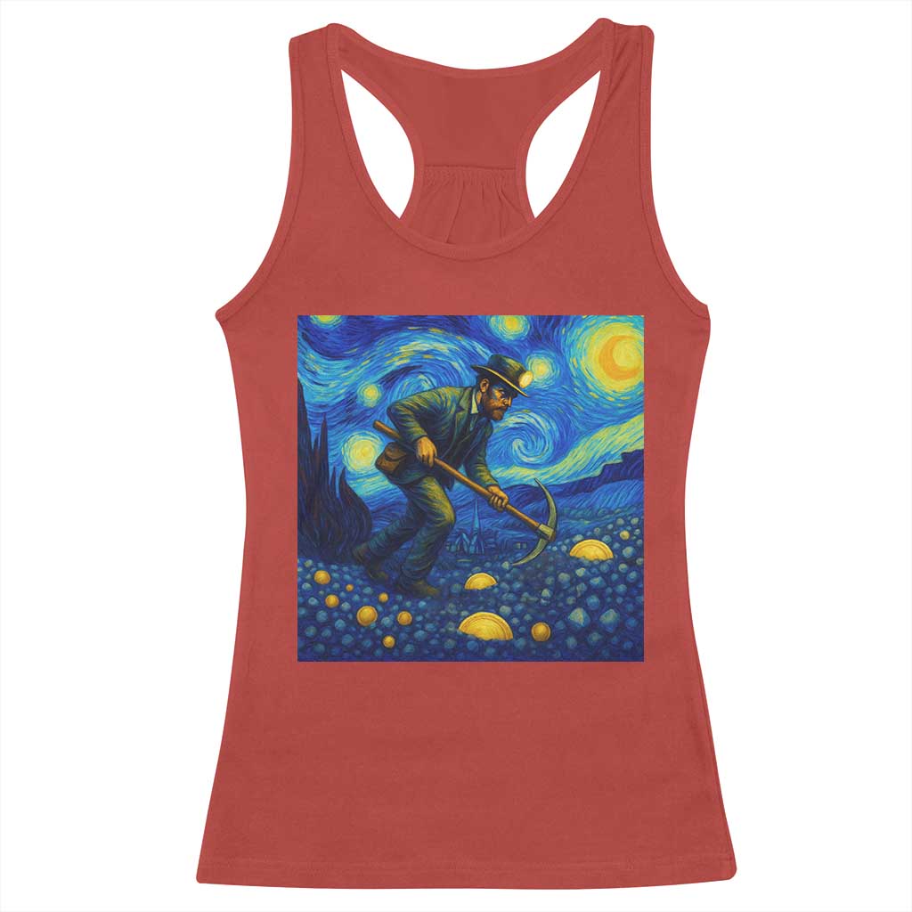 Gold Miner Starry Night Van Gogh Racerback Tank Top TS14 Red Print Your Wear