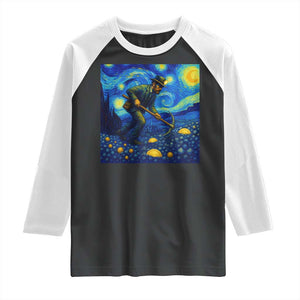 Gold Miner Starry Night Van Gogh Raglan Shirt TS14 Black White Print Your Wear