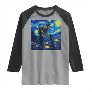 Gold Miner Starry Night Van Gogh Raglan Shirt TS14 Sport Gray Black Print Your Wear