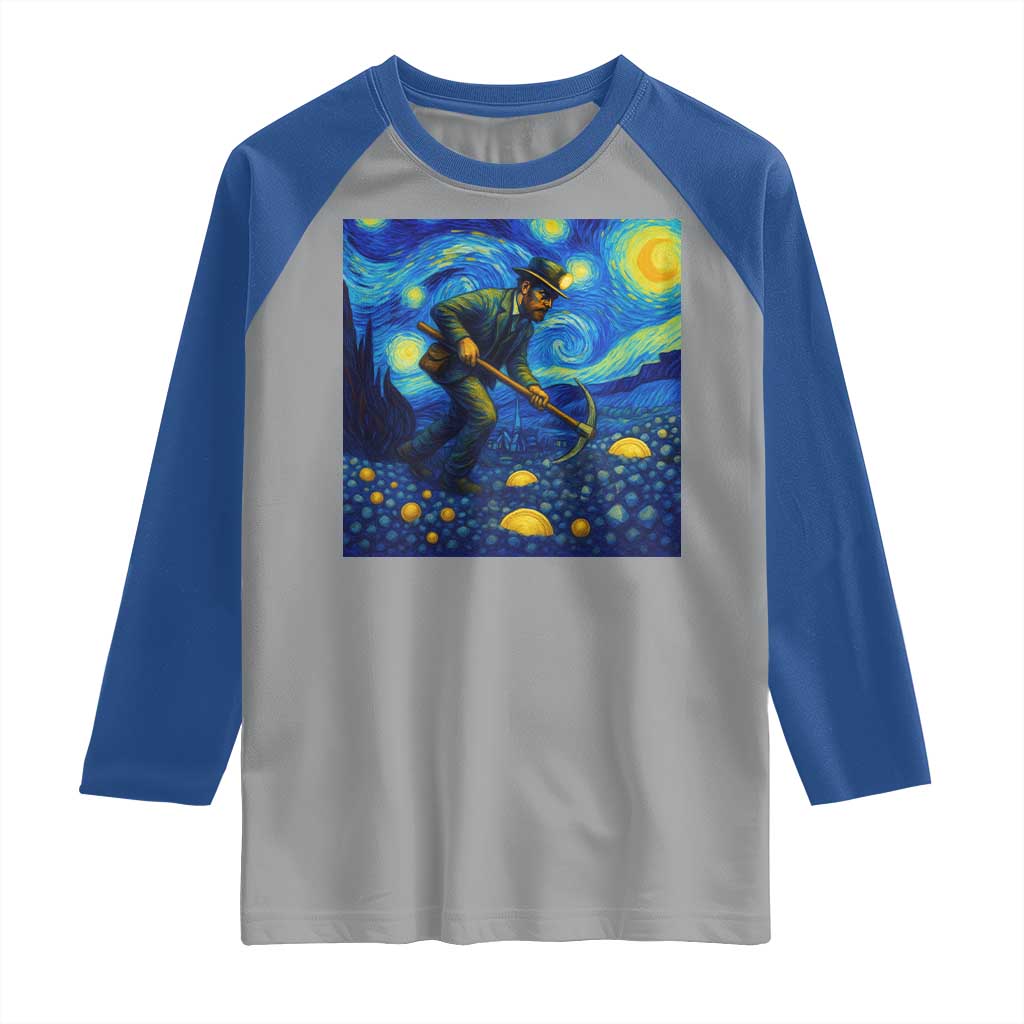 Gold Miner Starry Night Van Gogh Raglan Shirt TS14 Sport Gray Royal Print Your Wear