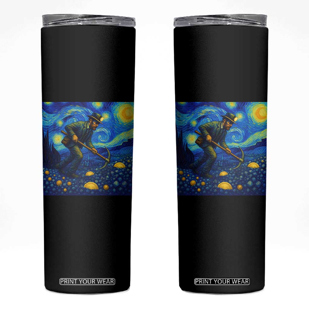 Gold Miner Starry Night Van Gogh Skinny Tumbler TS14 Black Print Your Wear