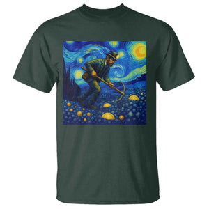 Gold Miner Starry Night Van Gogh T Shirt TS14 Dark Forest Green Print Your Wear