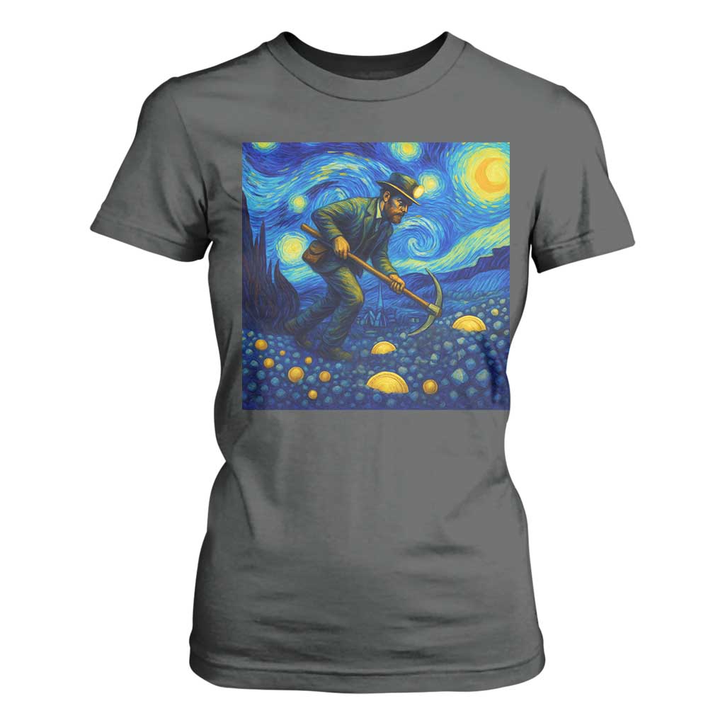 Gold Miner Starry Night Van Gogh T Shirt For Women TS14 Dark Heather Print Your Wear