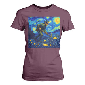 Gold Miner Starry Night Van Gogh T Shirt For Women TS14 Maroon Print Your Wear