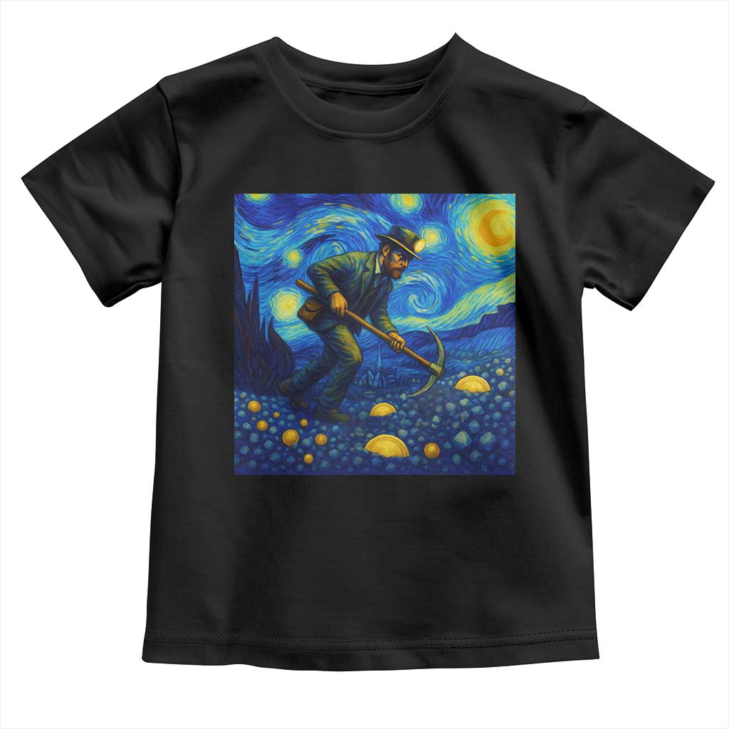 Gold Miner Starry Night Van Gogh Toddler T Shirt TS14 Black Print Your Wear