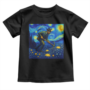 Gold Miner Starry Night Van Gogh Toddler T Shirt TS14 Black Print Your Wear