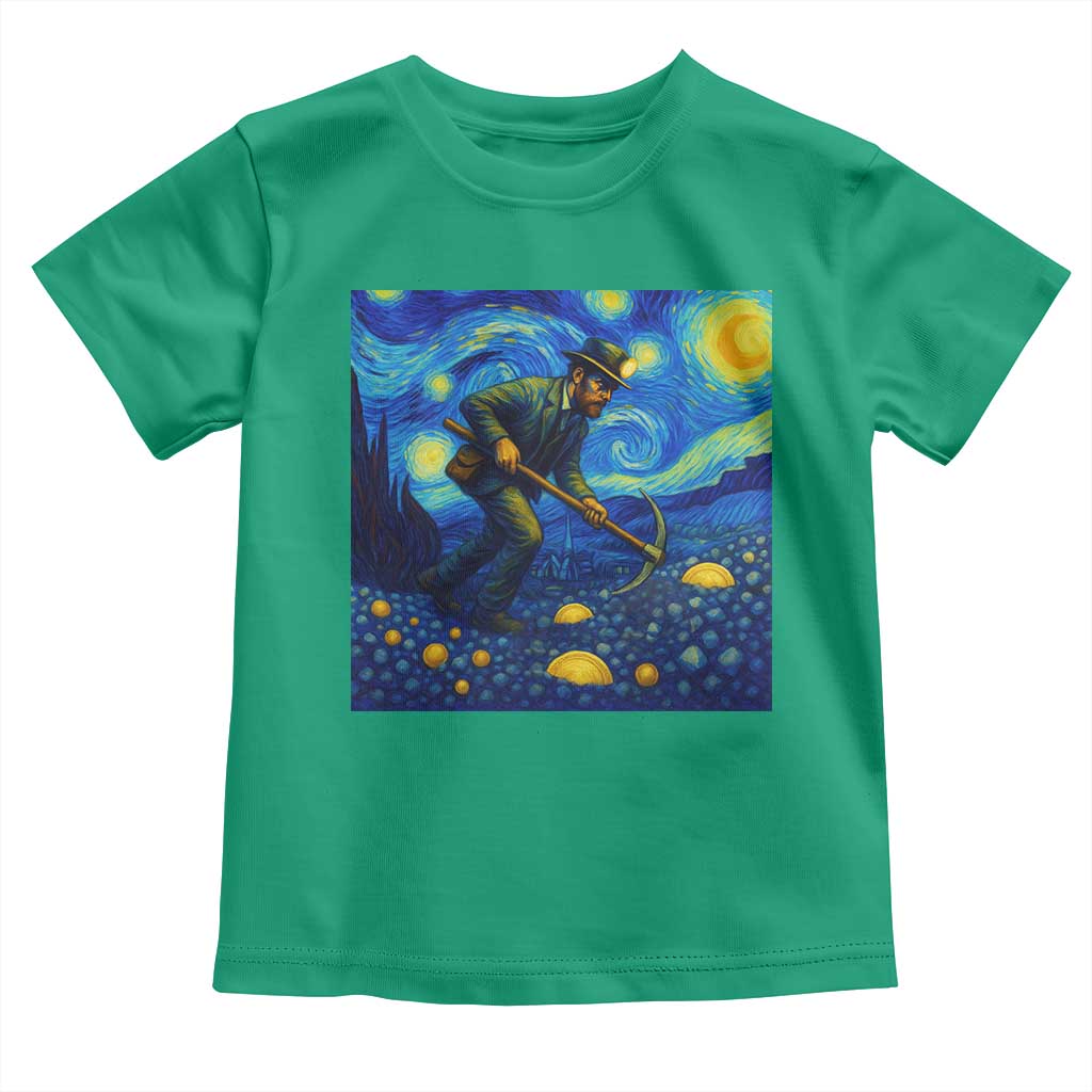 Gold Miner Starry Night Van Gogh Toddler T Shirt TS14 Irish Green Print Your Wear