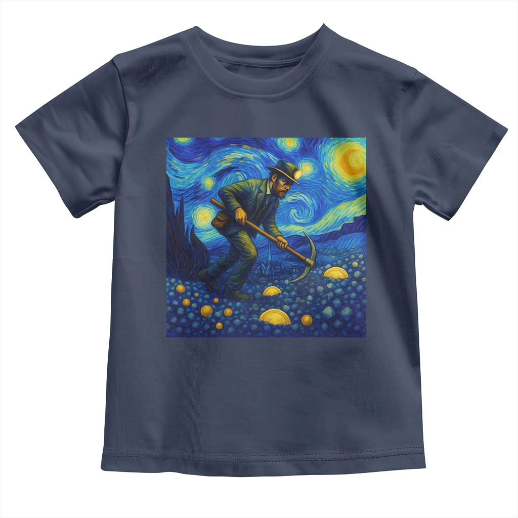 Gold Miner Starry Night Van Gogh Toddler T Shirt TS14 Navy Print Your Wear