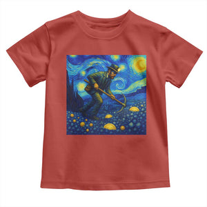 Gold Miner Starry Night Van Gogh Toddler T Shirt TS14 Red Print Your Wear