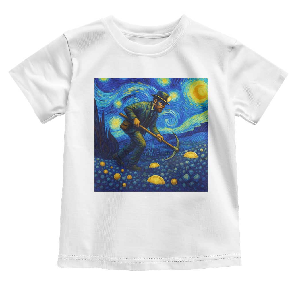 Gold Miner Starry Night Van Gogh Toddler T Shirt TS14 White Print Your Wear