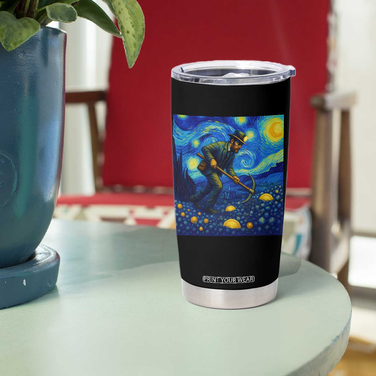 Gold Miner Starry Night Van Gogh Tumbler Cup TS14 Print Your Wear