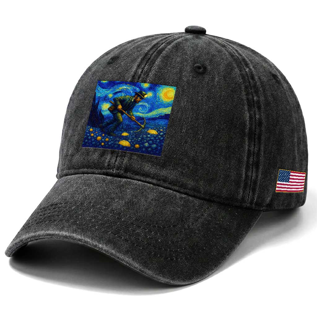 Gold Miner Starry Night Van Gogh Washed Cotton Baseball Cap TS14 Print Your Wear