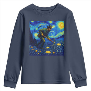 Gold Miner Starry Night Van Gogh Youth Sweatshirt TS14 Navy Print Your Wear