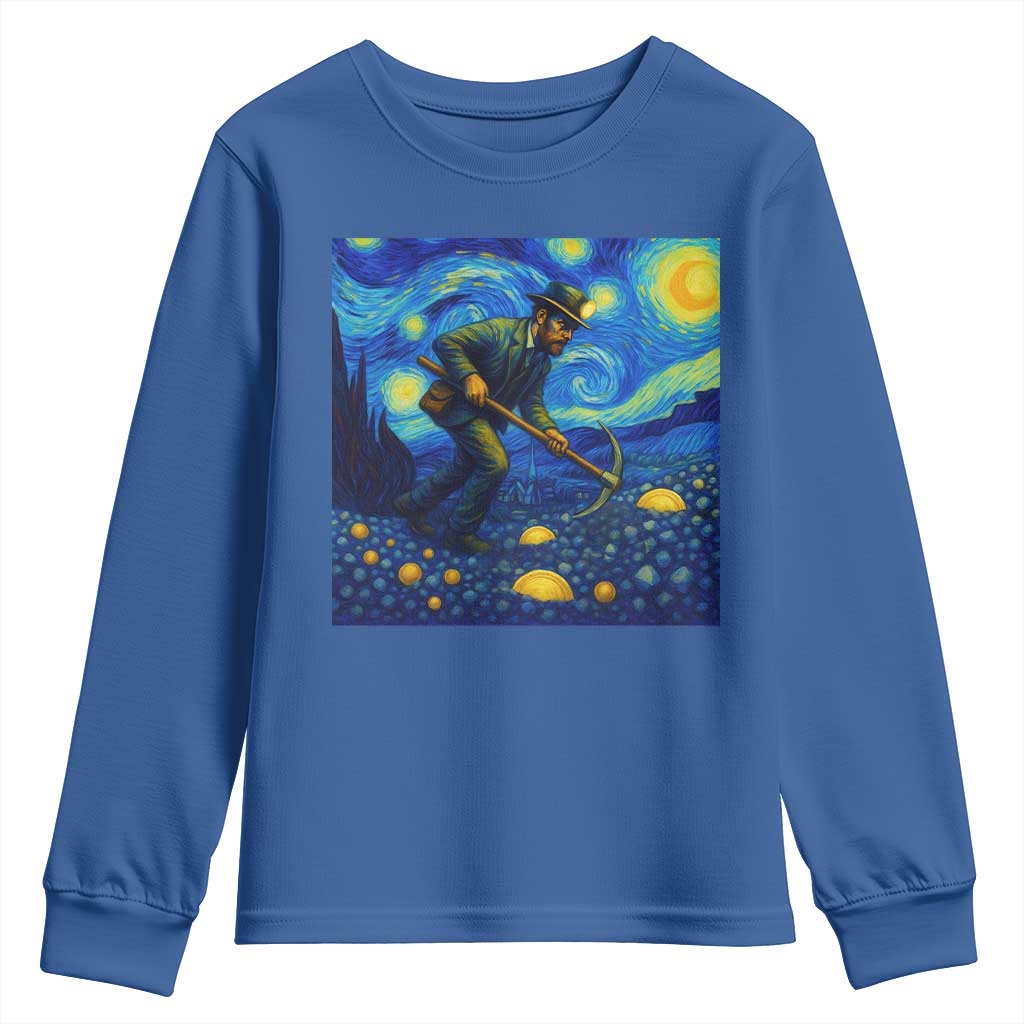 Gold Miner Starry Night Van Gogh Youth Sweatshirt TS14 Royal Blue Print Your Wear