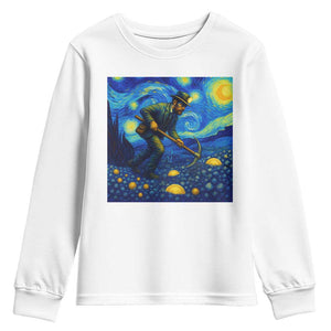 Gold Miner Starry Night Van Gogh Youth Sweatshirt TS14 White Print Your Wear