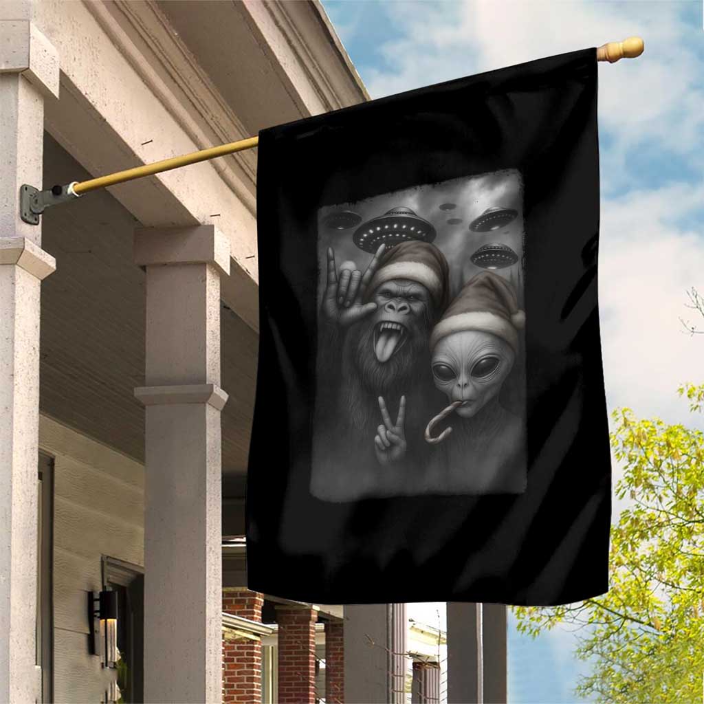 Bigfoot UFO Selife Garden Flag Sasquatch Ailen Rock On Hand Christmas TS14 Print Your Wear