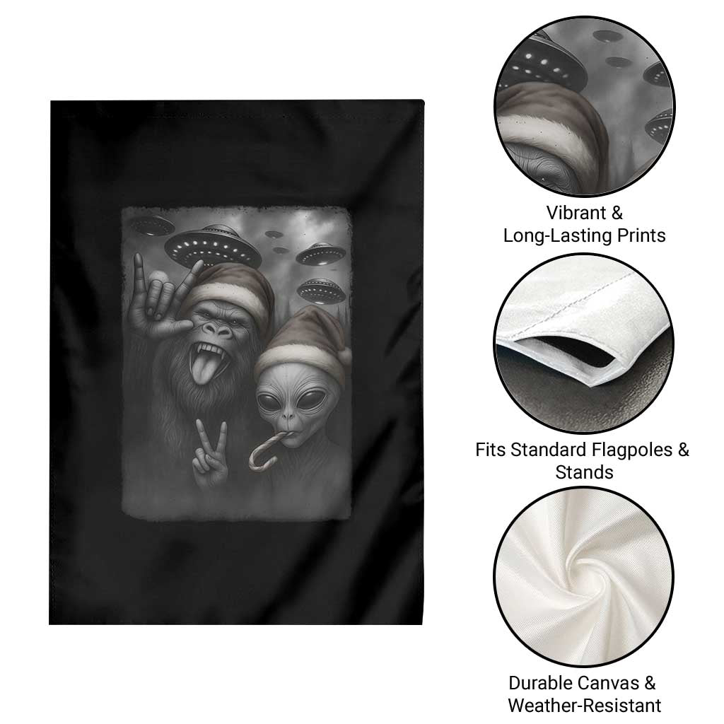 Bigfoot UFO Selife Garden Flag Sasquatch Ailen Rock On Hand Christmas TS14 Print Your Wear