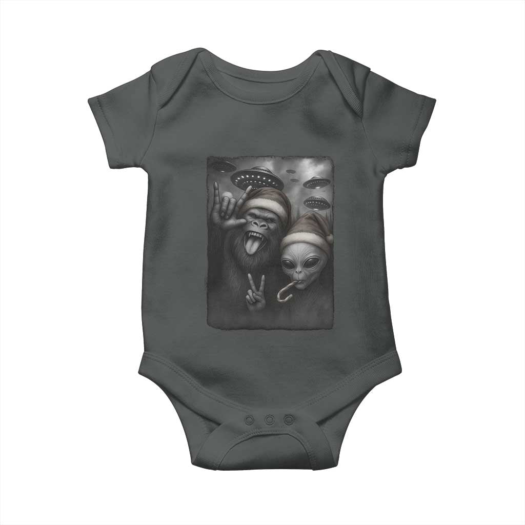 Bigfoot UFO Selife Baby Onesie Sasquatch Ailen Rock On Hand Christmas TS14 Dark Heather Print Your Wear