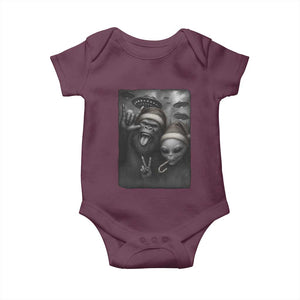 Bigfoot UFO Selife Baby Onesie Sasquatch Ailen Rock On Hand Christmas TS14 Maroon Print Your Wear