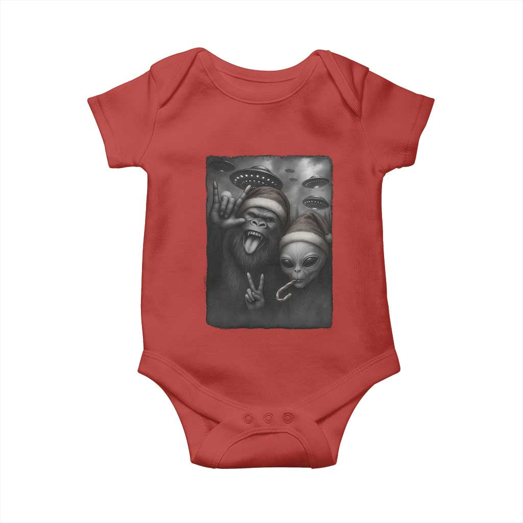 Bigfoot UFO Selife Baby Onesie Sasquatch Ailen Rock On Hand Christmas TS14 Red Print Your Wear