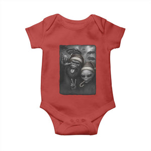 Bigfoot UFO Selife Baby Onesie Sasquatch Ailen Rock On Hand Christmas TS14 Red Print Your Wear