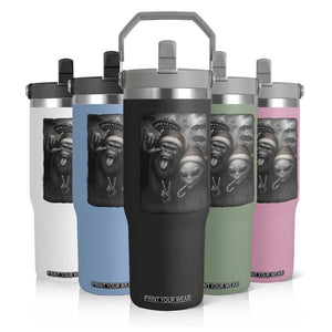 Bigfoot UFO Selife Flip Straw Tumbler Sasquatch Ailen Rock On Hand Christmas TS14 Print Your Wear