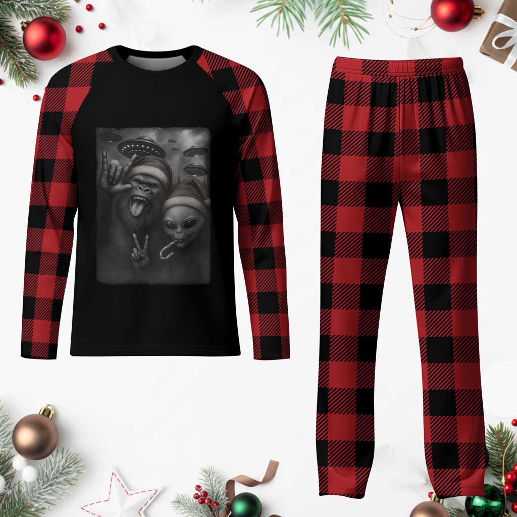 Bigfoot UFO Selife Plaid Pajama Set Sasquatch Ailen Rock On Hand Christmas TS14 Buffalo Plaid Print Your Wear