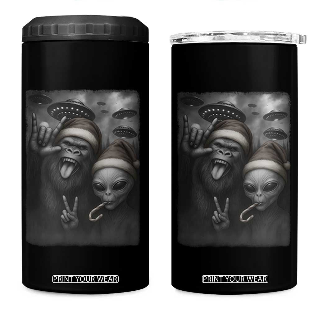 Bigfoot UFO Selife 4 in 1 Can Cooler Tumbler Sasquatch Ailen Rock On Hand Christmas TS14 One Size: 16 oz Black Print Your Wear