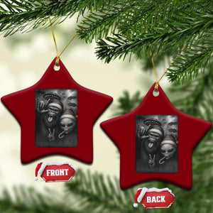 Bigfoot UFO Selife Ceramic Ornament Sasquatch Ailen Rock On Hand Xmas TS14 Print Your Wear