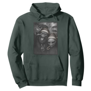 Bigfoot UFO Selife Hoodie Sasquatch Ailen Rock On Hand Christmas TS14 Dark Forest Green Print Your Wear