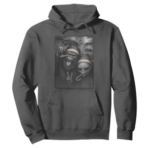 Bigfoot UFO Selife Hoodie Sasquatch Ailen Rock On Hand Christmas TS14 Dark Heather Print Your Wear