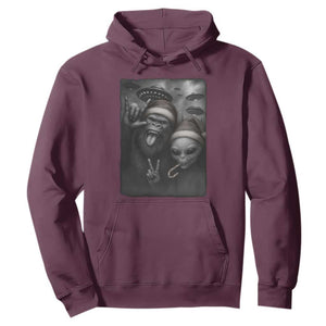 Bigfoot UFO Selife Hoodie Sasquatch Ailen Rock On Hand Christmas TS14 Maroon Print Your Wear