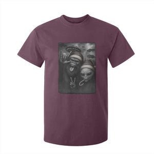 Bigfoot UFO Selife T Shirt For Kid Sasquatch Ailen Rock On Hand Christmas TS14 Maroon Print Your Wear