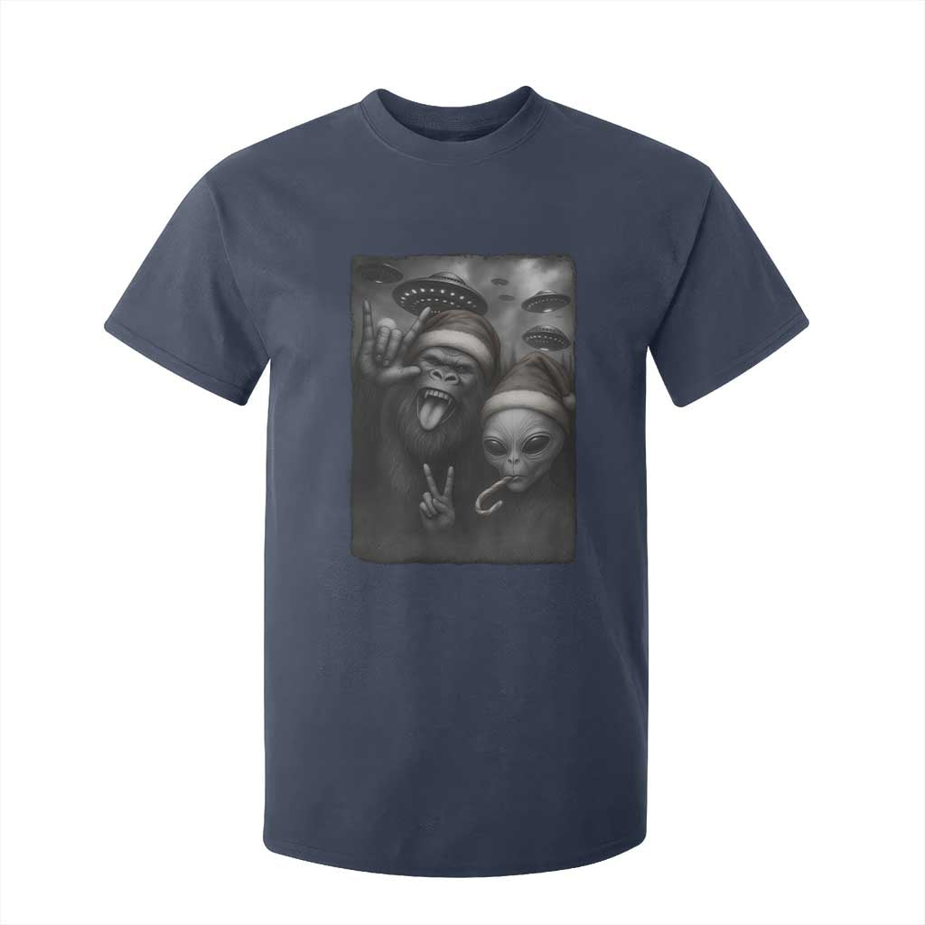 Bigfoot UFO Selife T Shirt For Kid Sasquatch Ailen Rock On Hand Christmas TS14 Navy Print Your Wear